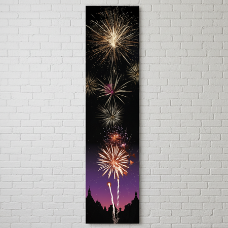 Fireworks Door Banner on White Brick Wall