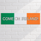 Flat paper Come On Ireland banner on a white brick wall, with soft light and shade in square format