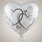 Floating heart-shaped balloon with silver curling ribbon against a neutral background, in square format