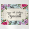Floral birthday poster on a white wall with soft light and shade, in square format