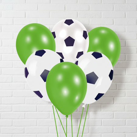 Football Balloons - Photorealistic - White Brick Wall