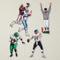 Football Player Cutouts on Textured Wall with Light and Shade