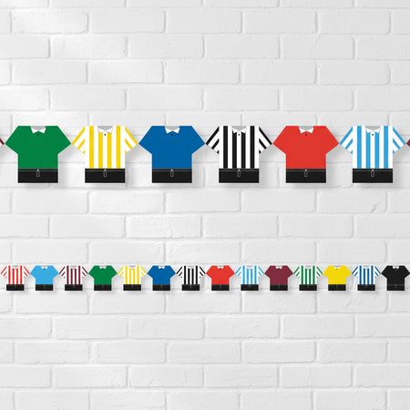 Football Shirt Bunting on White Brick Wall