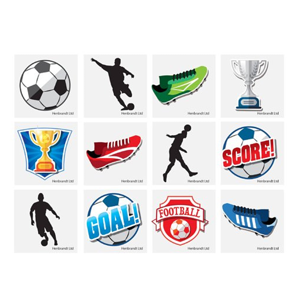 Mini Football Tattoos - Assorted Designs - 4cm - Pack of 12