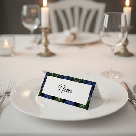Front of the place name card facing the table with the Name panel