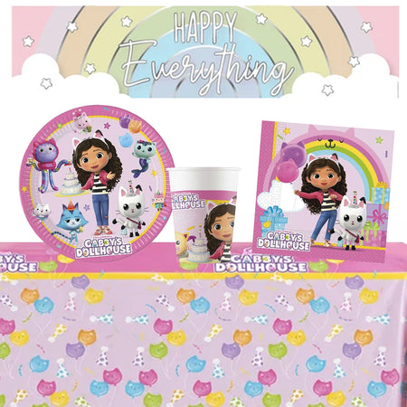 Gabby's Dollhouse Tableware Party Pack For 8 With Free Banner!