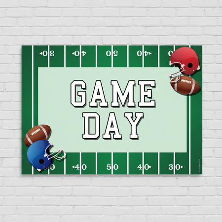 Game Day Poster on White Brick Wall