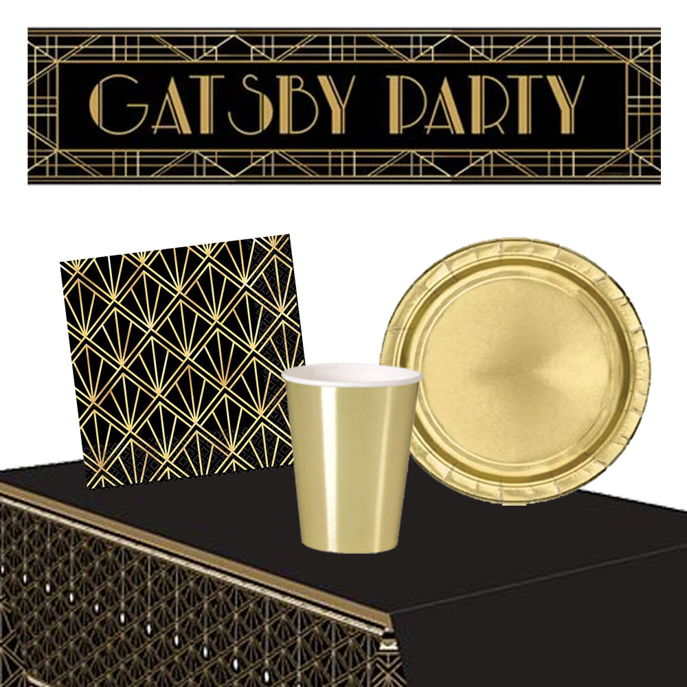 1920s Gatsby Tableware Pack for 8 People with Free Banner!