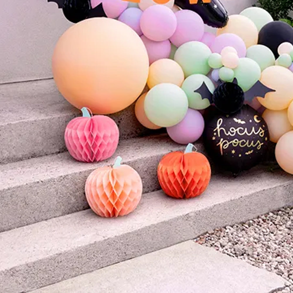 Tissue Honeycomb Pumpkin Decorations - 24cm - Pack of 3