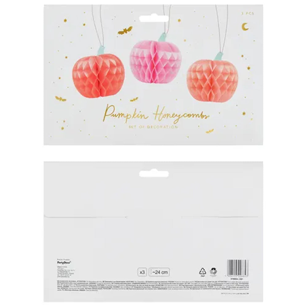 Tissue Honeycomb Pumpkin Decorations - 24cm - Pack of 3