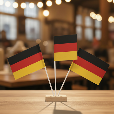 German Flags in Wooden Base - Beer Hall Setting