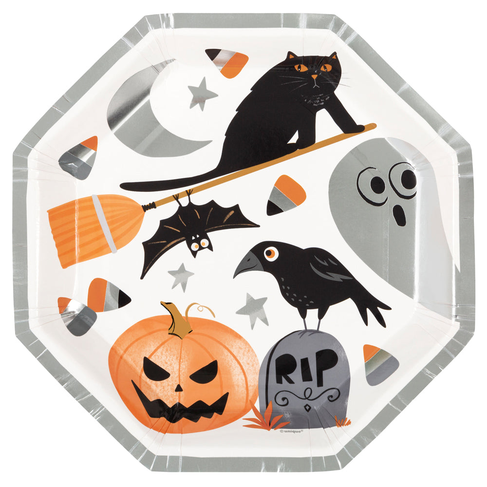 Bats and Boos Halloween Paper Plates - 23cm - Pack of 8