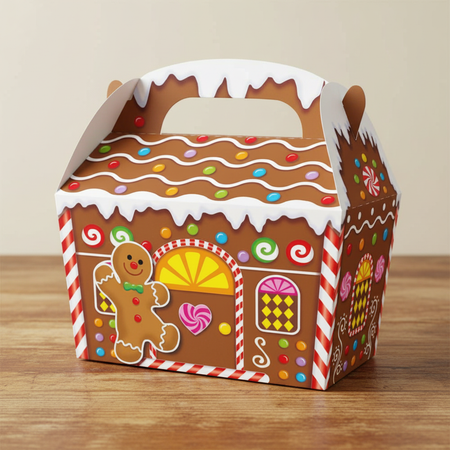 Gingerbread House Party Box - Wood Table Neutral Wall