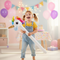 Girl Playing with Inflatable Unicorn Hobby Horse at Birthday Party