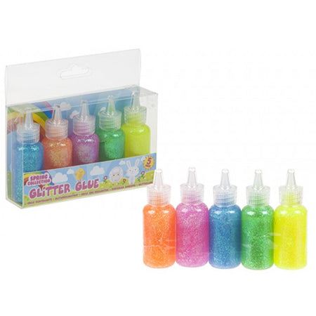 Pastel Glitter Glue Squeezy Pots - 20ml - Pack of 5