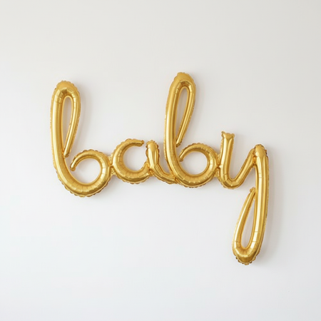 Gold Baby Script Balloon with Background