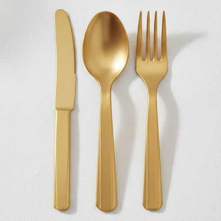 Gold Reusable Cutlery - Pack of 18