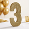 Gold glitter number 3 in a softly styled gold celebration table setting, square format