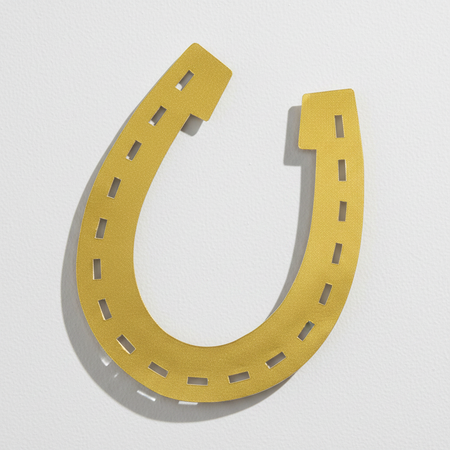 Gold Horseshoe Cutout on White Wall