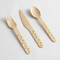 Gold Star Wooden Cutlery - White Tablecloth Close Up