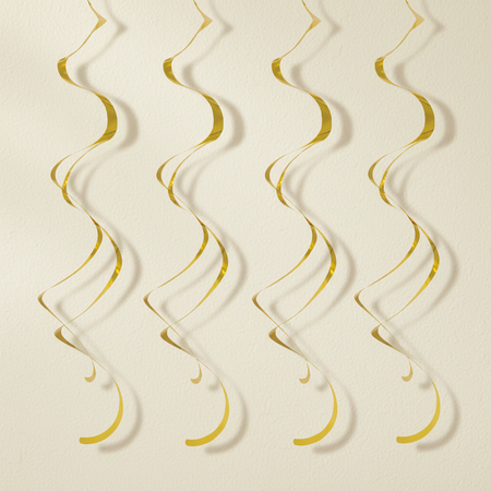 Gold swirls against an off-white wall