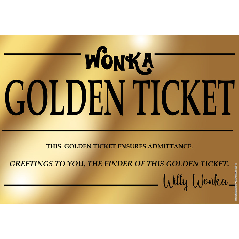 Wonka Chocolate Factory Golden Ticket Poster - A3