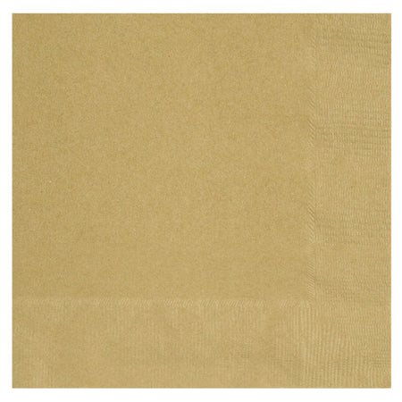 Gold Paper Napkins - 2 Ply - Pack of 20 - 33cm