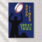 Good Times Great Tries rugby poster on a white brick wall with soft light and shade, in square format