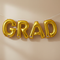 GRAD Gold Foil Balloons Hanging from Banner String
