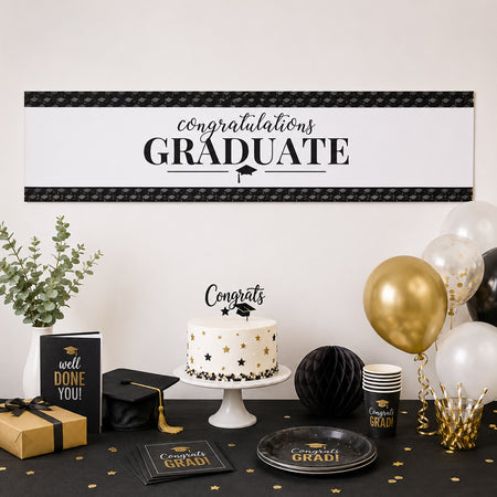 Congratulations Graduate Mortarboard Graduation Banner - 1.2m