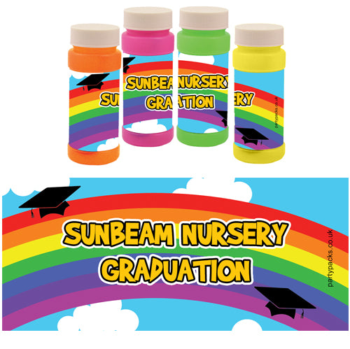 Personalised Bubbles - Rainbow Pre-School Graduation - Pack of 8