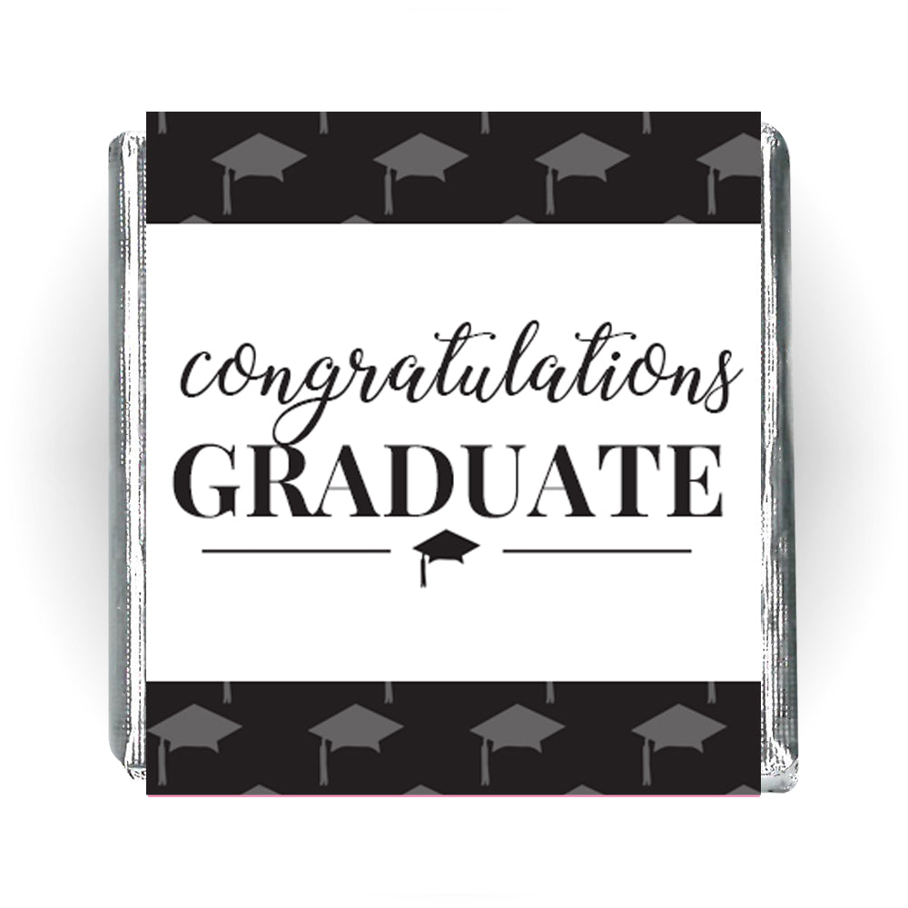Black and White Graduation Square Chocolates - Pack of 16 - Self Assembly