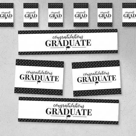 Graduation Banners Exact Image Textured Grey Background