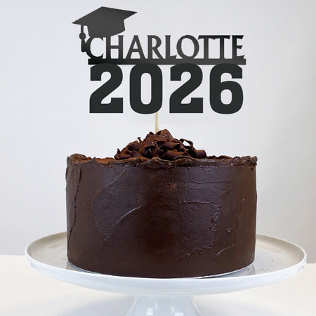 Graduation Cake Topper Charlotte 2026 on Chocolate Cake