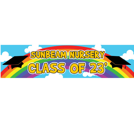 Rainbow Pre-School Graduation Personalised Banner - 1.2m