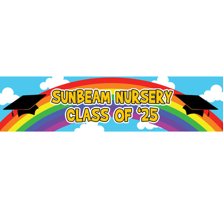 Rainbow Pre-School Graduation Personalised Banner - 1.2m
