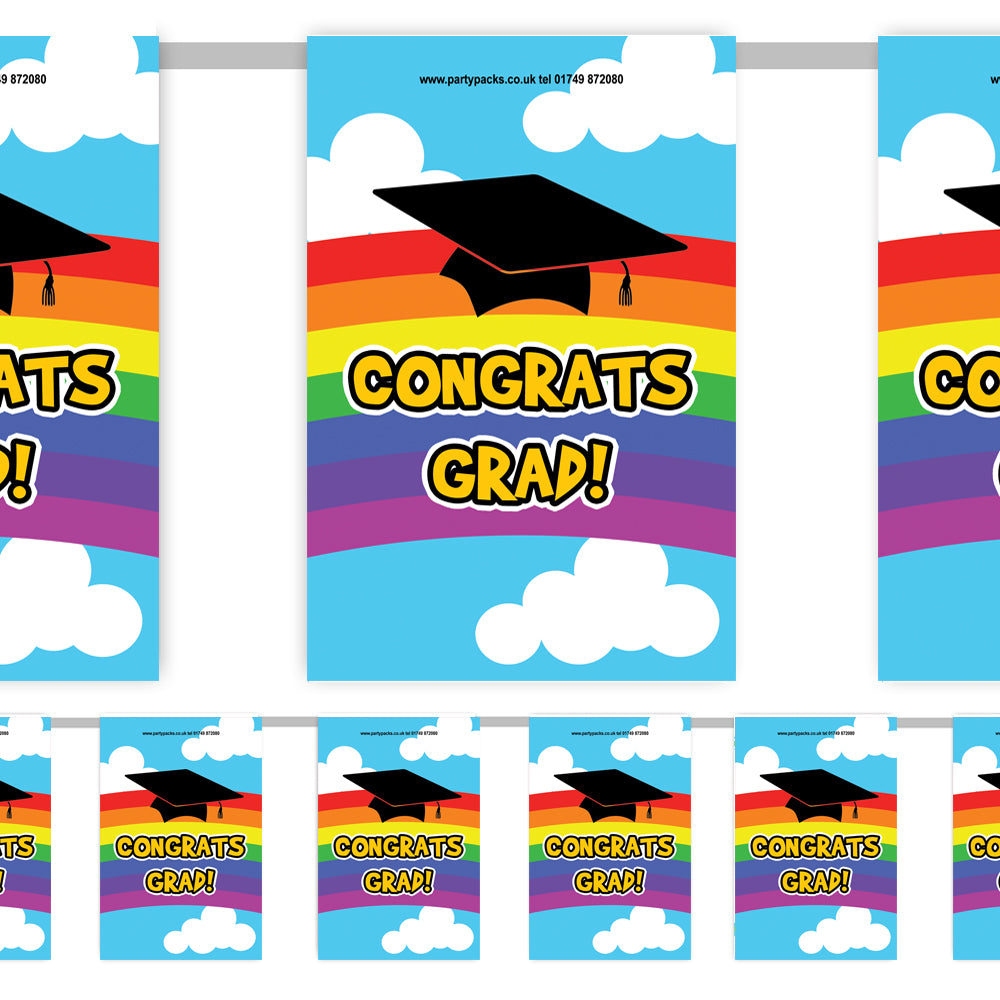 Rainbow Pre-School Congrats Grad Paper Bunting - 2.4m