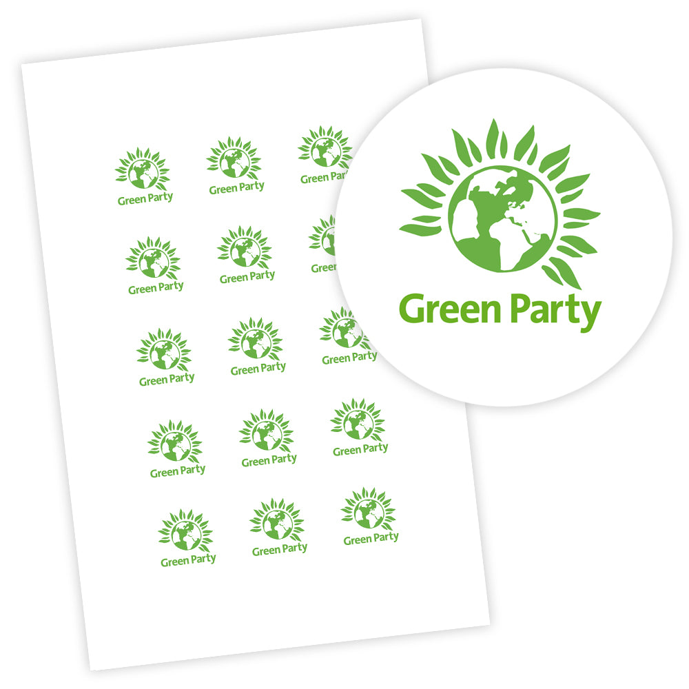 Green Party Stickers - 58mm - Sheet of 15