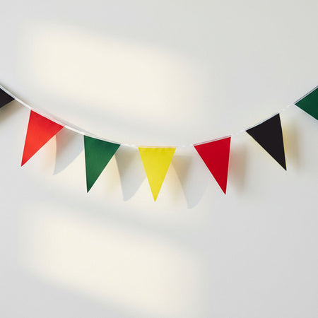 Reggae Green, Yellow, Red and Black Fabric Pennant Bunting - 24 Flags - 8m
