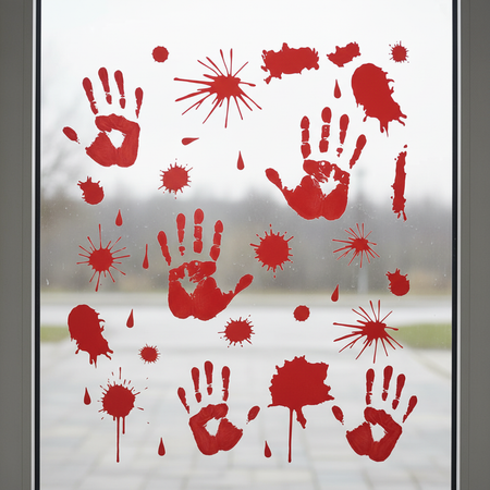 Halloween Bloody Hands Window Stickers on Window