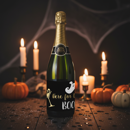 Halloween Boo Champagne Bottle on Party Table