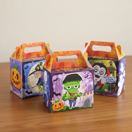 Halloween Character Food Boxes - Wood Table Neutral Wall