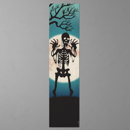 Halloween Skeleton Portrait Banner on Grey Wall