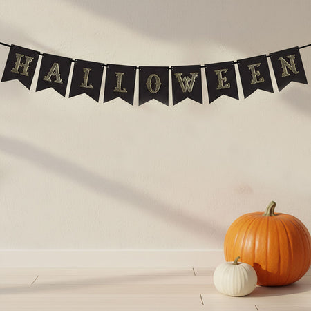 Black and Gold Halloween Letter Banner - 175cm