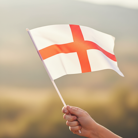 Hand Waving England Flag Close Up