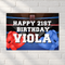 Happy 21st Birthday Viola boxing poster on a white brick wall