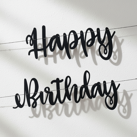 Happy Birthday Banner on White Wall