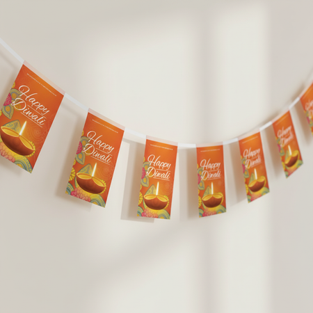Happy Diwali Bunting on Cream Wall