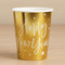 Happy New Year Gold Paper Cups - 220ml - Pack of 6