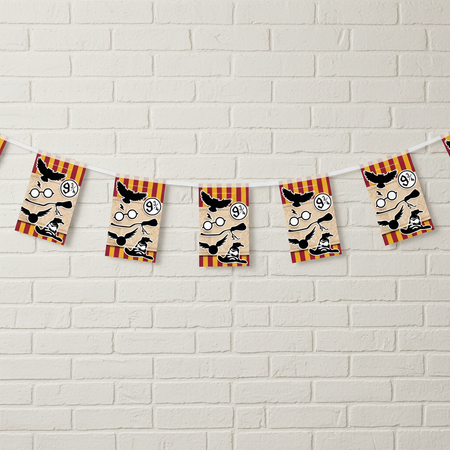 Harry Potter Wizard Bunting on Off-White Brick Wall